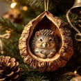 thumbnail image 5 of Woodland Animal Shell Ornaments 2026, Hedgehog Peeking Christmas Ornament, 3D Resin Hanging Decorations for Xmas Tree, Country Christmas Decor and Nature-Inspired Gift, 5 of 6