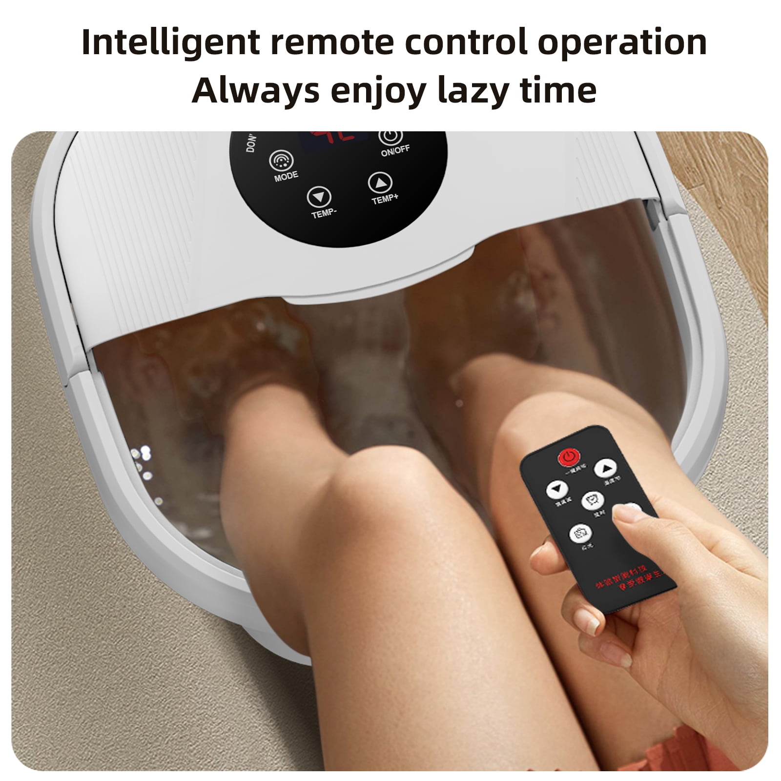 WERTYI Foot Spa Bath Massager with Heat, Bubbles and Red Light, 8 Massage Roller Pedicure, Foldable Portable Tub for Foot Soaker with Temperature Control, Gift For Mom/Dad/Women/Men