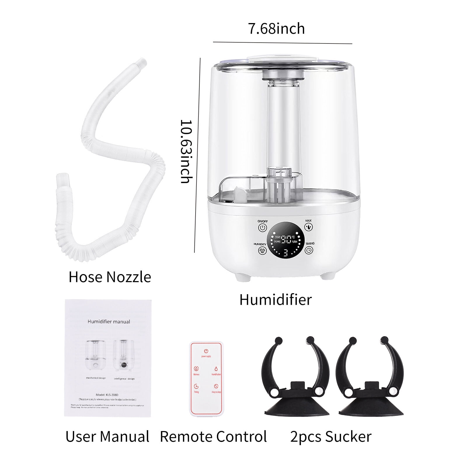 4L Humidifiers for Bedroom Ultrasonic Air Humidifiers Aroma Diffuser Touch Control Buttons with LCD Screen Remote Control Extra Long Hose Nozzle Ultra Quiet Timer 3 Mist Modes Auto Standby