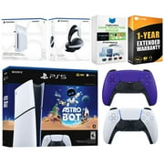 Sony PlayStation 5 Slim Digital Astro Bot Bundle with Disc Drive, Extra Controller, MightySkins Voucher and 1 Year Extended Warranty - Galactic Purple