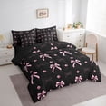 thumbnail image 2 of Erosebridal Princess Bow-tie Twin Bedding Sets for Girls, Black Pink Blossoms Flower Bedding Comforter Set, Black Reversible, 7-Piece, 2 of 6