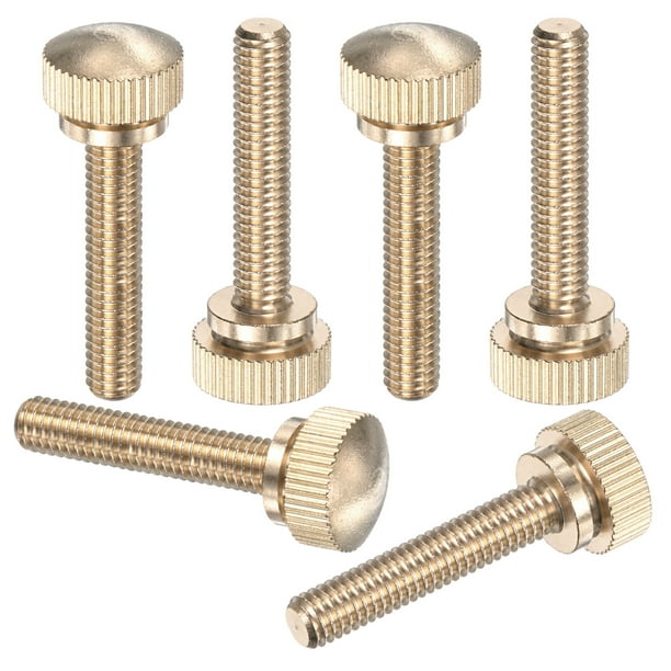 Uxcell 6-Pack Tornillos de Mariposa Estriados, M6x30mm Perillas de Cabeza Plana de Latón con Sujetador de Agarre