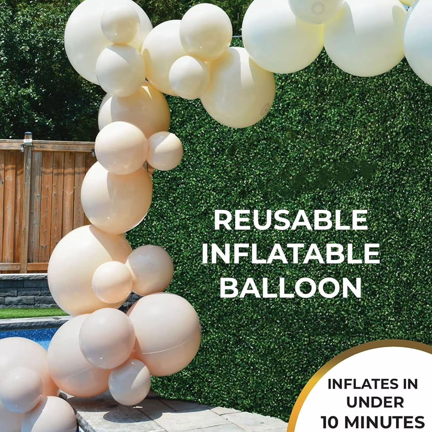 Reusable Balloon Garland Arch Kit,Quick & Easy to Inflate and Set up, Pvc Party Decoration With Elastic Band, with Hidden Valve, Complete Set with Pump, Line & Hooks