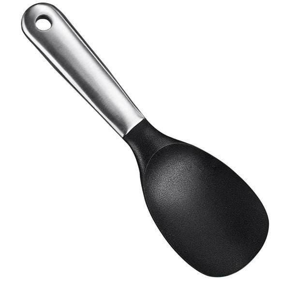 Toystoory Cuchara de arroz de silicona de acero inoxidable, sartén antiadherente, cuchara de arroz, diseño de agujero colgante, cuchara de arroz para Cocina y Comedor Toystoory HA016672-00