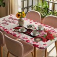 thumbnail image 3 of Valentine's Day Table Cloths for 3 Foot Rectangle Tables, Red Roses Car Love Hearts Romantic Burlap Patio Waterproof Elastic Fitted Tablecloths, Washable Rectangular Table Cover for Camping, 3 of 8