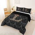 thumbnail image 2 of Castle Fairy Leopard Bow Letter L Full Size Comforter Sets 3 Pieces for Girls,Gothic Spooky Pattern Bedding Sets,Black Reversible, 2 of 6