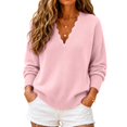 thumbnail image 4 of Only Moment Pink Fall Sweaters for Women V Neck Comfy Soft Lightweight Clothes, Casual Daily Wear, Work, Travel & Vacation, Spring Trendy Outfits L, 4 of 9