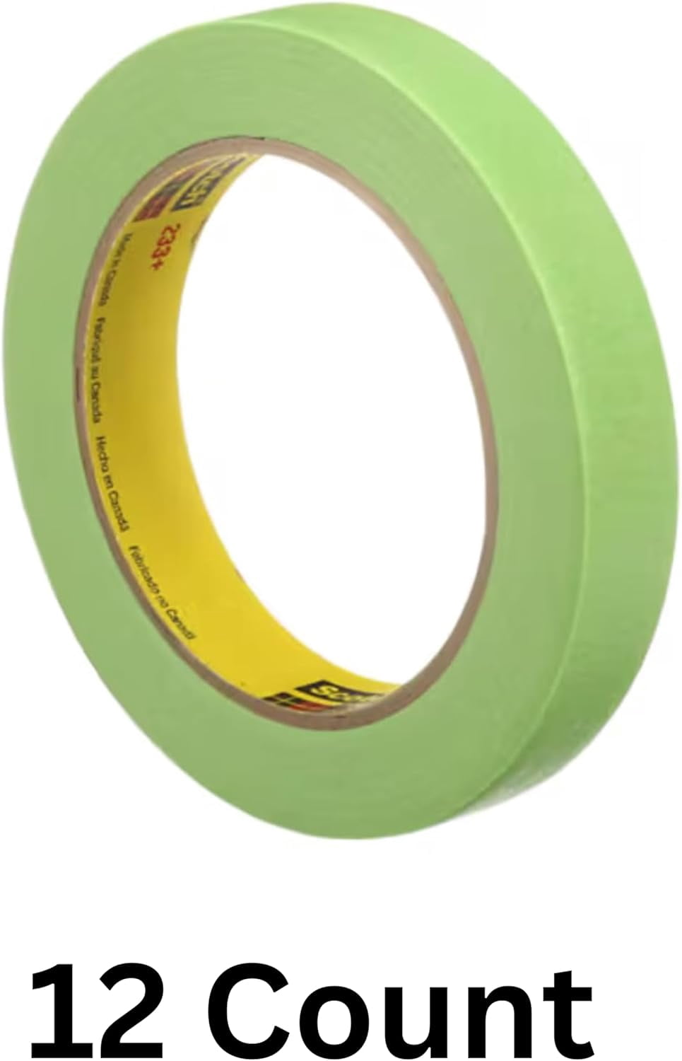 3M 233+ Green Masking Tape 26334, 0.75" x 60.1 yd, Pack of 12 Rolls – High-Performance Automotive and Industrial Painter's Tape