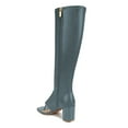 thumbnail image 3 of YDN Women Open Split Toe Knee High Boots Side Zipper Mid Chunky Heels Fashion Dressy Party Long Booties Size 16 Blue, 3 of 3