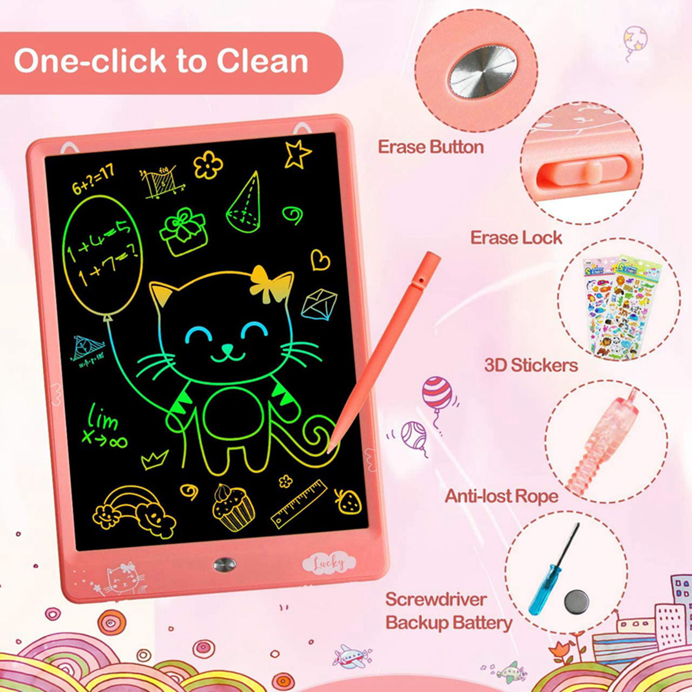 Zell Lcd Writing Tablet For Kids, 10 Inch Doodle Board Drawing Pad For Kids  Drawing Tablet Toys For 3-6 Years Old Girls Boys, Ocean Blue 