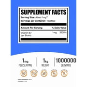 BulkSupplements Pure Biotin Powder - 1mg per Serving - 1 Kilogram (2.2 lbs) - 1000000 Servings