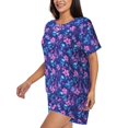 thumbnail image 2 of Fotbe Blue Skull Leaf Print Pajama Set for Women 2 Piece Loungewear Short Sleeve Tops and Shorts Set Soft Sleepwear-Large, 2 of 7