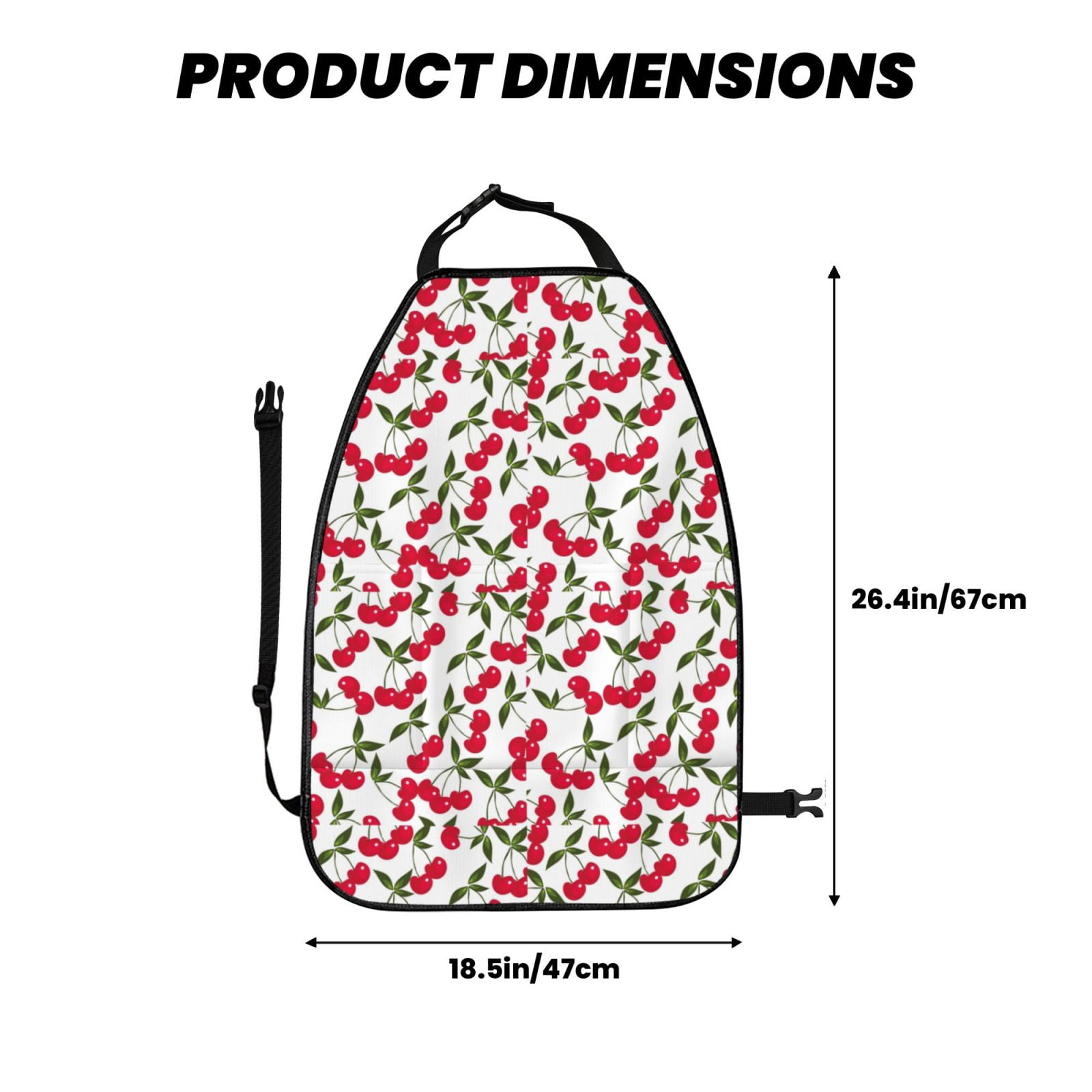 Kdxio Cherry_1 Print 2 Pack Car Kick Mat Seat Cover Back Protector Mat with Pockets for Organizer Backseat Protector and Storage Anti Kick Pad for Vehicles