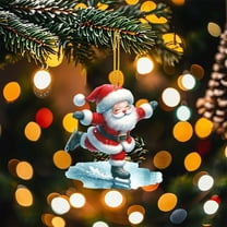 Fmbmuo Multicolor Christmas Tree Ornaments Shatterproof 1 Pcs Santa Claus Decorations Rustic/Lodge Acrylic Neon Home Decor for Tree Winter Holiday Hanging