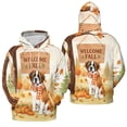 thumbnail image 3 of Welcome Fall Saint Bernard Cozy Autumn Field Pumpkins Golden Leaves All Over Print 3D Hoodie Unisex Merch Hoodies St Dog Lover - 12013, 3 of 6