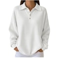 thumbnail image 2 of Uootdi Womens Waffle Knit Long Sleeve Shirts V Neck Button Down Pullover Lightweight Dressy Casual Basic Pullover Tops Gift, 2 of 5