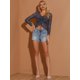 thumbnail image 3 of Allegra K Blusa Floral Transparente Atractivo Top Corto Con Pliegues Para Mujer Negro S, 3 of 6