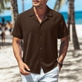 thumbnail image 2 of Wlynlyn Mens Button down Shirts Casual Short Sleeve Textured Summer Vacation Beach Shirts Solid Color Dress Blouses, 2 of 7