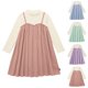 thumbnail image 4 of Odeerbi Niñas Punto Rib Twofer Vestido Manga Larga Algodón Primavera Otoño Color Sólido Cuello Redondo Vestido Suelto, 4 of 4