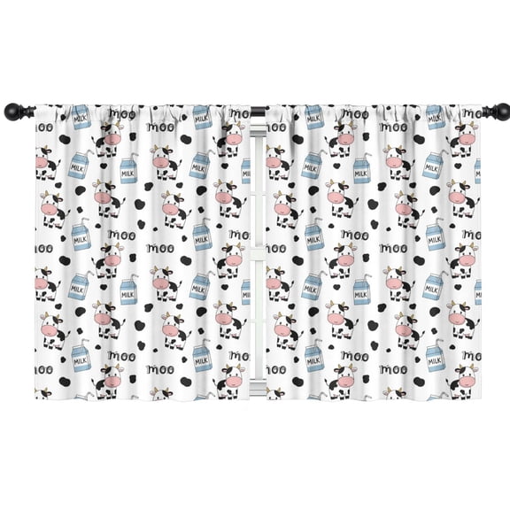 Blackout Kids Curtains,White Cow Milk Pattern Childrens Insulated Curtains Set Of 2,Bedroom Essentials,Toddler Room Decor 42x54in(106x137cm)