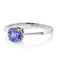 thumbnail image 5 of Gem Stone King 10K White Gold Blue Tanzanite Solitaire Engagement Ring for Women (0.90 Cttw, Round 6MM, Gemstone December Birthstone, Size 9.5), 5 of 5