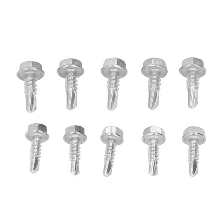 

Gupbes Self Drilling Screw 100Pcs Self Drilling Screw Hex Head Fastener 2 Types Accessory Set Kit For Installation Hex Screw