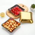 thumbnail image 7 of Square Serving Tray, Thickened Stainless Steel Metal Food Plate and Baking Sheet for Home Kitchen Snacks, Bone Dishes, and Appetizers with Mirror Finish, Gold, 7 of 7