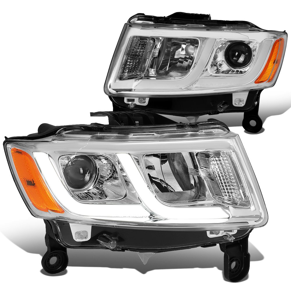 For 2014 to 2016 Jeep Grand Cherokee LED DRL Projector Headlight Chrome