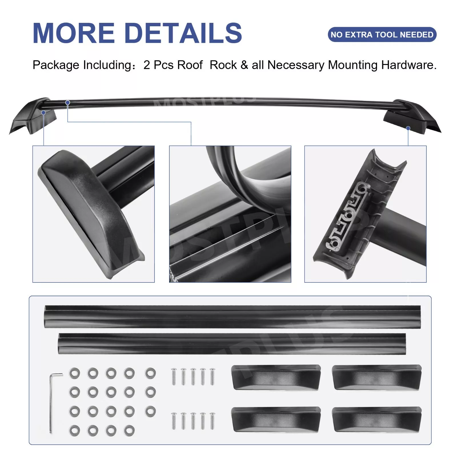 MOSTPLUS Roof Rack Crossbars Rail Rooftop Upper for 2002-2006 Honda CRV with Side Rails