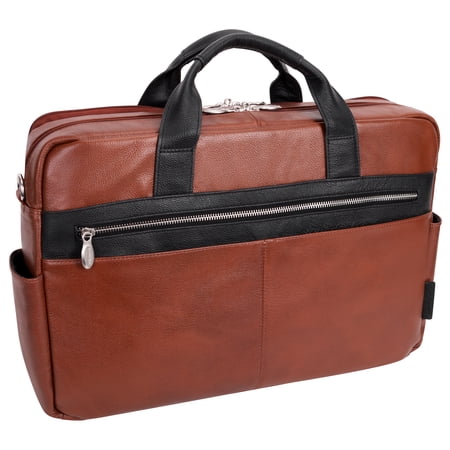 UPC: 0642154191007 | McKlein U Series  SOUTHPORT   Pebble Grain Calfskin Leather 17  Leather  Two-Tone  Dual-Compartment  Laptop & Tablet Briefcase  Brown (19100)