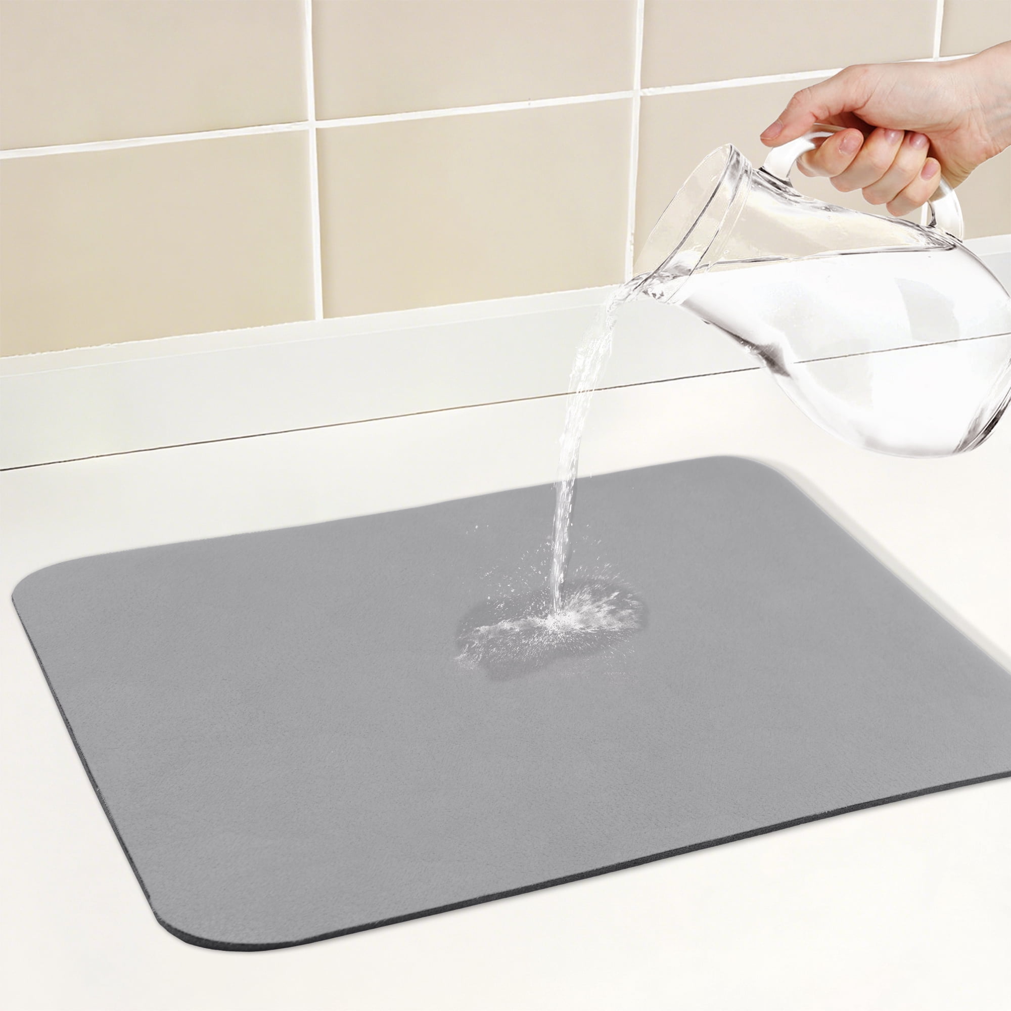 Unique Bargains Large Quick Dry Coffee Bar Mats for Countertop Light Gray 15.7*11.8 inch