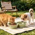 thumbnail image 7 of Aoznliie Collapsible Dog Bowls, 2 in 1 Foldable Silicone Dog Bowl for Travel, 6x5x1 inch Portable Dog Water Bowl for Hiking, Green, 7 of 7