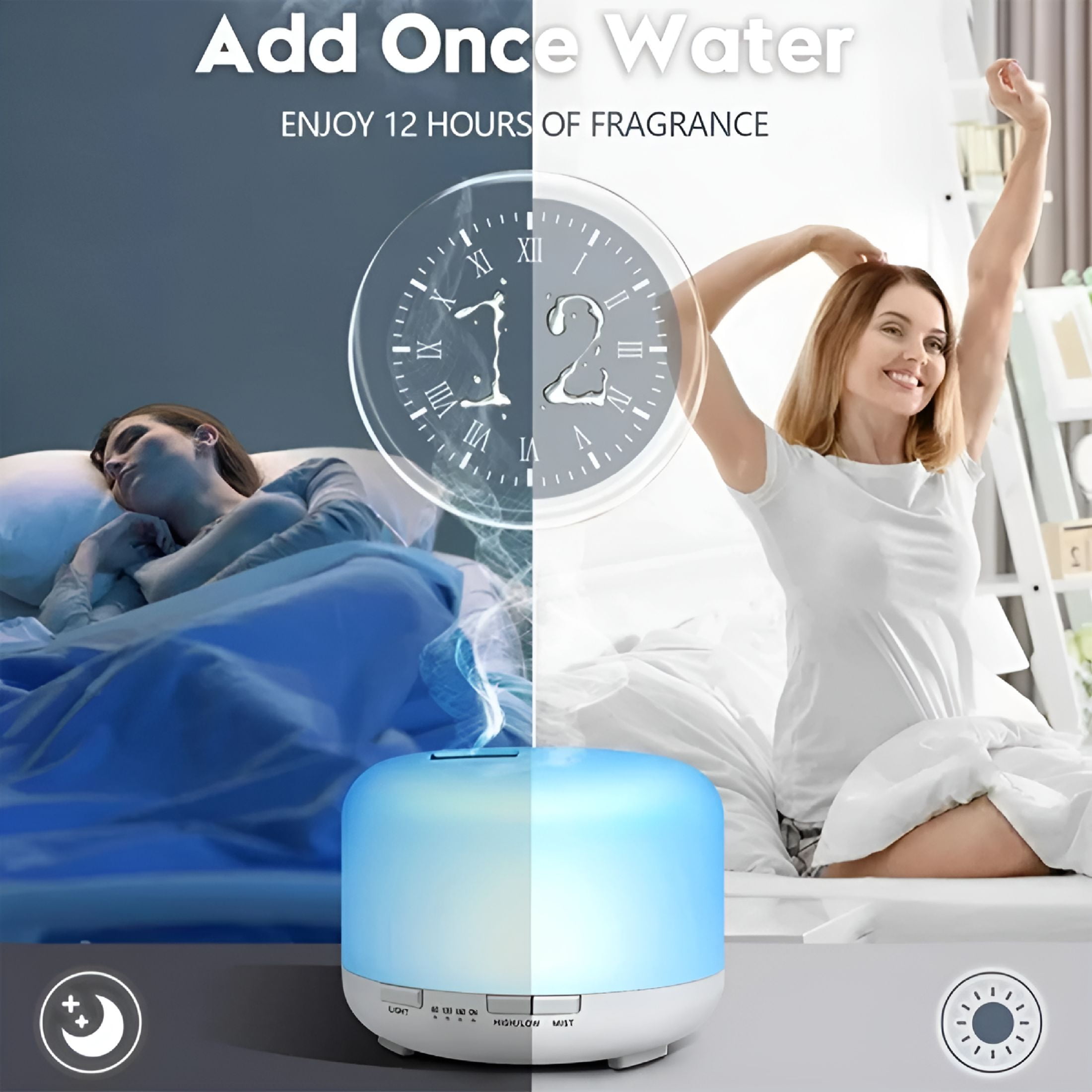 HBMYN 500ml Air Purifier Humidifier with Remote Control Silent Aromatherapy Colorful Light