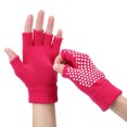 thumbnail image 3 of Guantes antideslizantes para yoga con medio dedo, transpirables, para ejercicio físico, deportes (rojo rosa), 3 of 8