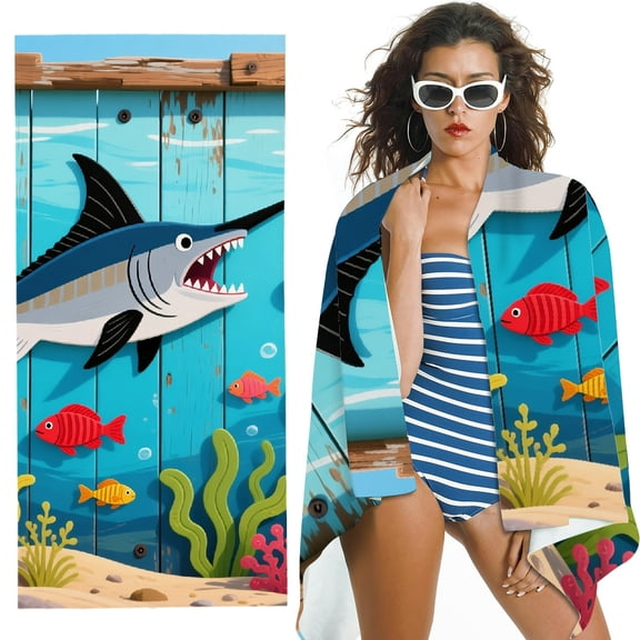 RKSupls Saltwater Fishing Oversized Microfiber Beach Towel, Ultra-Soft Microfiber Suitable for Bathroom, Beach, Soft Super Absorbent- 30x60 in