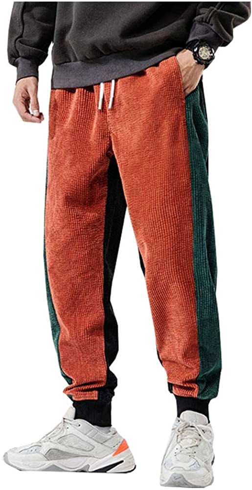 Mens Baggy Tapered Corduroy Colorblock 