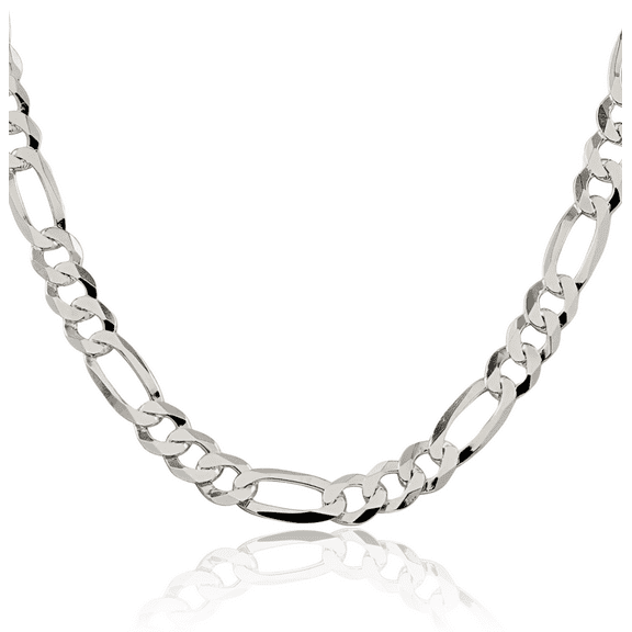 925 Sterling Silver 8.5mm Figaro Link Chain Necklace