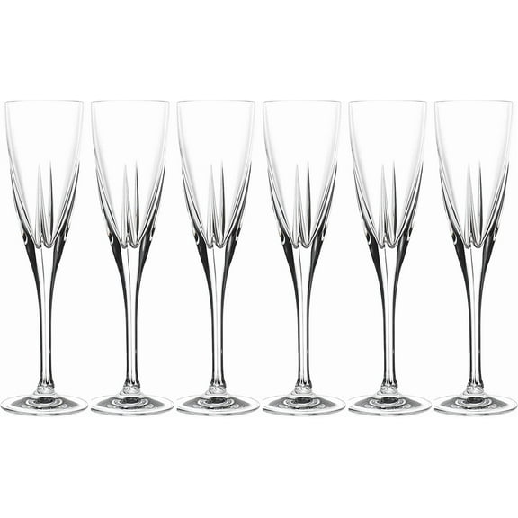 Barski Toasting Flute Glass -Champagne - Flutes - Set of 6 Flute Crystal Glasses - Wedding Toasting Flutes - Designed - 5.75 oz Made in Europe