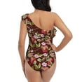 thumbnail image 5 of Gukieu Leaf And Fruit Print One-shoulder Ruffled One-piece Swimsuit with Removable Chest Pads and Tummy-control Swimsuit for Women-XX-Large, 5 of 6