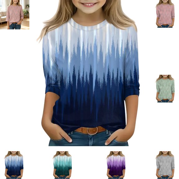 YOUYEDIAN Toddler Long Sleeve Top Fashion Print Crew Neck Versatile Comfy Loose Shirt Casual Outdoor Pullover Blouse