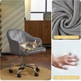 thumbnail image 6 of MOJAY Modern Vanity Chair with Wheels, Mid-Back Cutout Velvet Home Office Chair, Swivel Height-Adjustable Soft Seat Cute Desk Chair with Arm Support ( Grey), 6 of 8