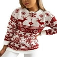thumbnail image 2 of Chandails de Noël pour Femmes Col Rond Chandail Décontracté Manches Longues Tricoté Automne Hiver, 2 of 7