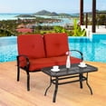 thumbnail image 2 of Cloud Mountain Iron Olefin Set Of 2 Patio Club Chairs With Brick Red CM0076, 2 of 8