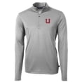 thumbnail image 2 of Men's Cutter & Buck Gray Utah Utes Team Big & Tall Virtue Eco Pique Recycled Quarter-Zip Pullover Top, 2 of 3