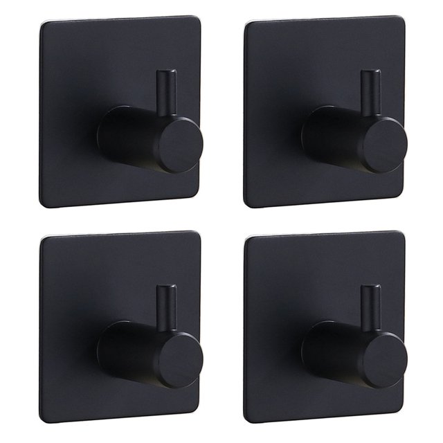 Ganchos de pared - Ganchos autoadhesivos para puerta de baño, cocina, paquete de 4 (negro) Ehuebsd Libre de BPA