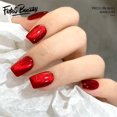 thumbnail image 1 of Christmas Decoration Fofosbeauty False Nails, Square Press on Nails Tips Design, Amber Crimson, 1 of 7