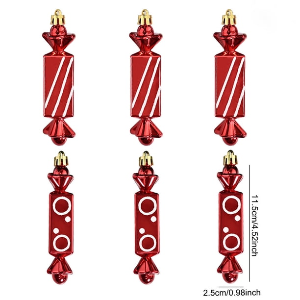 Decoraciones de Navidad Al Aire Libre 6Pcs Ornamentos de Árbol de Navidad Pintados a Mano, Colgantes de Helado de Caña de Caramelo para Suministros de Fiesta Al Aire Libre de Interior