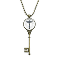 thumbnail image 1 of Ancient Egypt Owl Decorative Pattern Key Necklace Pendant Tray Embellished Chain, 1 of 3
