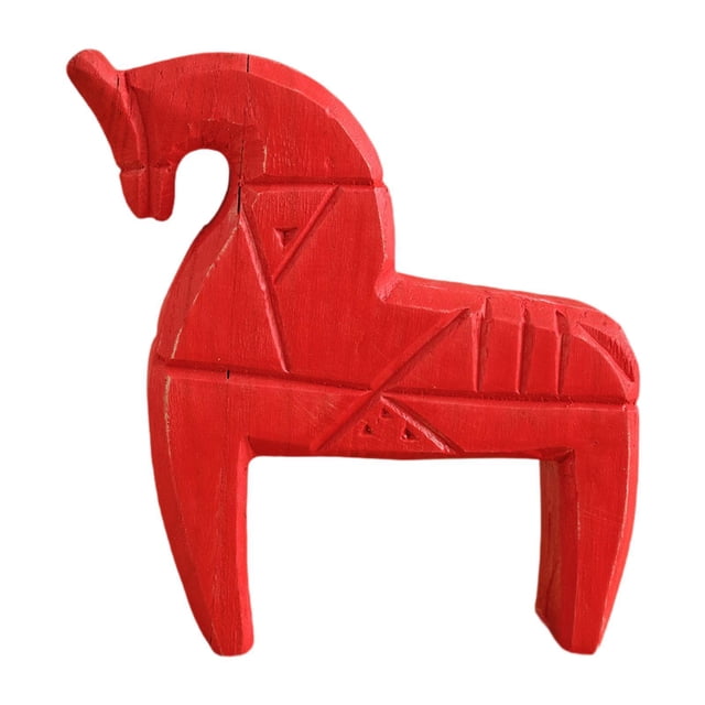 segolike Décoration de Table en Bois Cheval Durabilité pour Bureau Étagère Intérieure Rouge