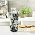 thumbnail image 6 of JEUXUS  Insulated Travel Mug with Handle, Lion Head, Engraving Included (Black), 6 of 7